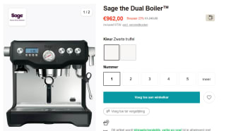 Sage Dual Boiler Black Truffle Espressomachine voor €962