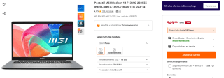 Portátil MSI Modern 14 F13MG-203XES Intel Core i7-1355U/16GB/1TB SSD/14" por 549€