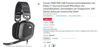 Corsair HS80 - Bedrade Gaming Headset voor €79,99 bij Amazon