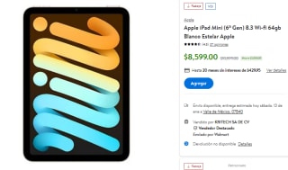 iPad Mini 6ta Gen 8.3 64GB por $6,884 en Walmart con Banorte