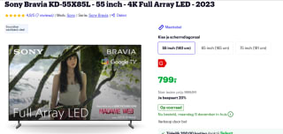 Sony Bravia KD-55X85L Zwart voor €825,62 met Bol select