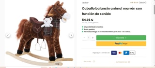 Caballo balancín animal marrón con función de sonido por 54,95€