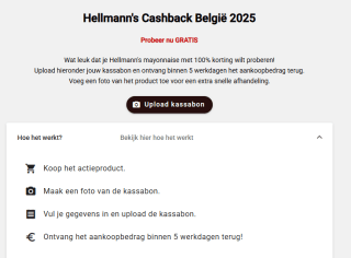 Hellmanns Mayonnaise gratis na cashback (België)
