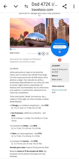 Vuelos a Asia y América desde 472€ ida/vuelta.