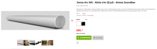 Sonos Arc soundbar voor €699 bij Apollo