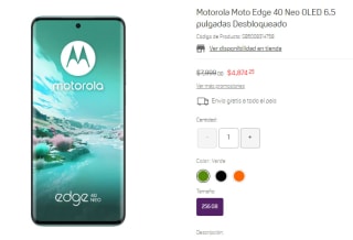 Motorola Moto Edge 40 Neo 256GB por $4,874 en Suburbia