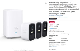 Eufycam 2C set van 3 stuks met basisstation voor €169,99 bij Amazon