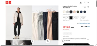 Jogging Doublé Polaire Uniqlo Heattech à 12,90 €