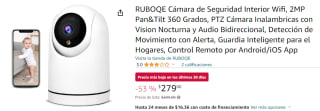 RUBOQE Cámara de Seguridad Interior Wifi por $279 en Amazon