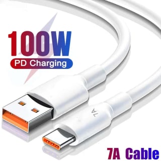 Cable USB tipo C de carga rápida datos 7A 100W por 0,75€