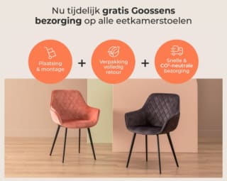 Gratis bezorging op álle eetkamerstoelen bij Goossens wonen