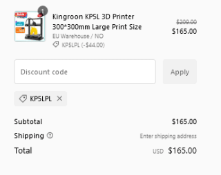 Impresora 3D Kingroon KP5L 300x300x330mm por solo 157€