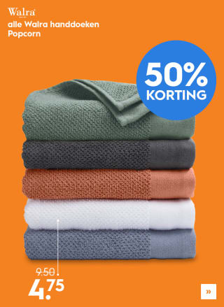 50% korting op alle Walra handdoeken Popcorn bij Blokker