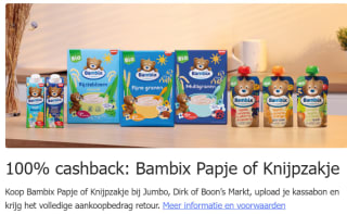 Probeer Bambix Papje of Knijpzakje gratis na cashback