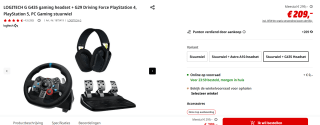 Logitech G29 - Gaming Stuurwiel - Driving Force - Racing + Pedalen voor €209 bij de Mediamarkt