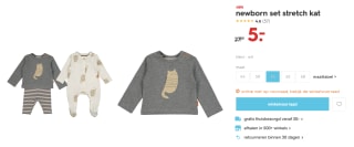 3-delige newbornsett stretch kat voor €5 bij de Hema