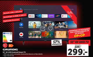 GRUNDIG 55 inch Smart TV: 4K Ultra HD voor €299 bij de Lidl