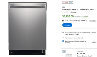 Lavavajillas Atvio 14 - 16 Servicios Silver por $3,990 en Walmart