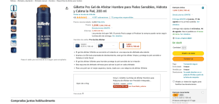 Gel Gillette Pro de Afeitar Hombre para Pieles Sensibles por 3,70€