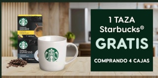 Regalo de 1 taza Starbucks por compra de 4 cajas café