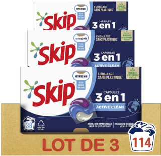 Lot de 3 Paquets de Pastilles Lessives Skip - 3x38 Pastilles à 24,11€