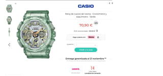 Reloj Casio de cuarzo de resina Cronómetro y taquímetro G-shock por 70,90€