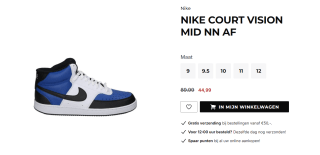 Nike Court Vision Mid Sneakers Wit Blauw Zwart voor €44,99 bij Voorwinden