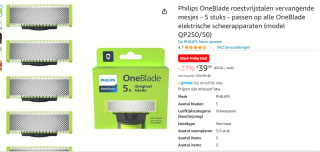 Philips OneBlade mesjes 5pack voor €39,99 bij Amazon.nl