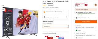 TV 55" TCL 55C655 QLED UltraHD 4K Dolby Vision Google TV por 379,99€