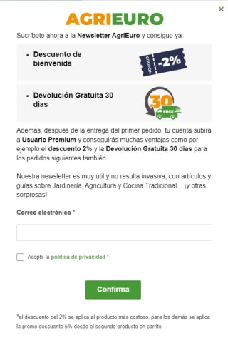 Descuento de -2% para tu primera commpra