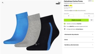 Pack 3 Calcetines Cortos Puma por 4,99€