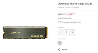 Disco Interno Adata de 2TB por $1,099 en Liverpool