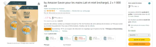 Lot 2 recharges savon by Amazon 2 x 1L à 3,57€