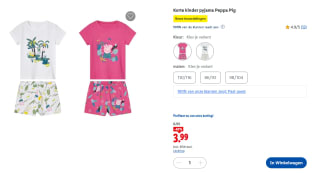 Peppa Pig meisjes pyjama voor €3,99 in de Lidl webshop