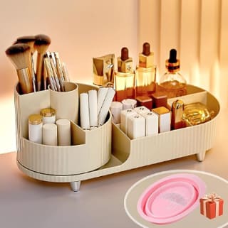 Rangement Maquillage Rotatif et Compartiments 2 en 1 JVISION à 23,98€