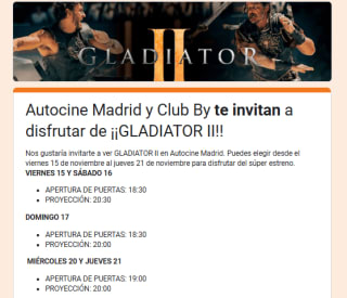 Gratis entradas película Gladiator II