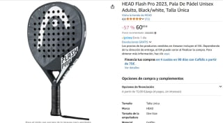 Pala De Pádel Unisex Adulto Blanca/negra HEAD Flash Pro 2023 talla única por 60€