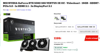 MSI GeForce RTX 5080 16G VENTUS 3X OC Videokaart voor €1.199 bij Bol