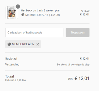 Ruim 15% korting op Back on Track 8 weken plan van Chickslovefood