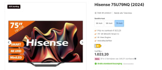 Hisense 75U79NQ (2024) voor €923,20 na cashback bij Expert