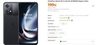 Movil OnePlus Nord CE 2 Lite 5G 6/128GB Negro Libre por 199€