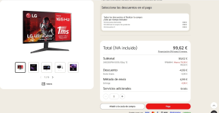 LG Ultragear 24GQ50F-B 23.8" LED FullHD 165Hz FreeSync Premium por 99,62€