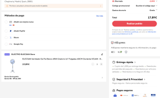 Ventilador ELECSAN de Pie Blanco 45W Giratorio 16" 40cm por solo 17,87€