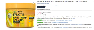 3 Botes de Garnier Fructis Hair Food Banana Mascarilla 3 en 1 de 400 ml por 11.08€