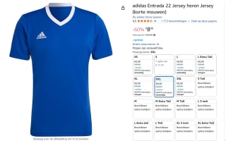 Adidas Entrada 22 shirt voor €8 bij Amazon