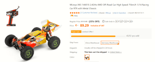 WLtoys XKS RC bestuurbare auto voor €89,29 bij Tomtop