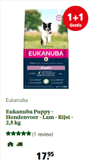 1+1 op geselecteerd Eukanuba hondenvoer bij Welkoop