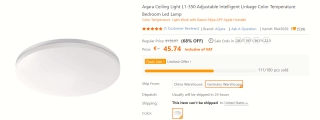 Aqara smart plafondlamp voor €45,74 bij Tomtop