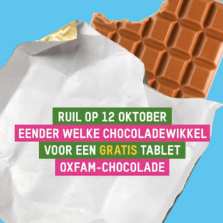Gratis chocoladereep bij Oxfam op 12 oktober 2024