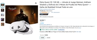 Meta Quest 3S 128 GB + Juego Batman: Arkham Shadow + 3 Meses Meta Quest+ por 299€